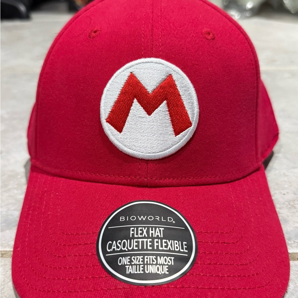 Super Mario Bioworld Red Flex Hat with Iconic Emblem
